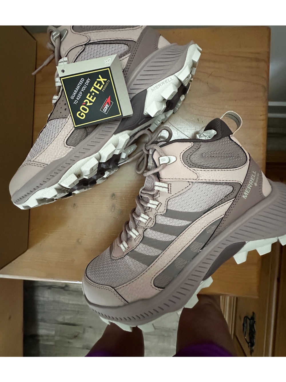 Merrell Women’s Speed Strike 2 Gore-Tex mid hiking boots in Adobe Rose color - Picture 3 of 9